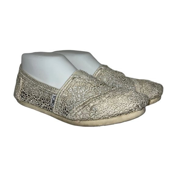 Toms Cream Floral Lace Lightweight Ballet Flats Women's 7.5 - Picture 1 of 10